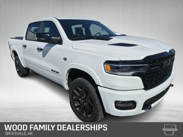 2026 RAM Ram 1500 RAM 1500 LIMITED CREW CAB 4X4 5'7' BOX in Bright White Clear-Coat Exterior Paint — front three-quarter view