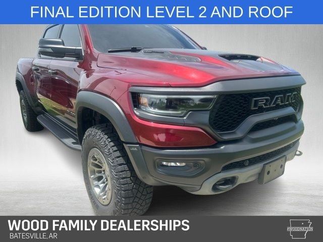 2024 RAM 1500 TRX Crew Cab 4x4 5'7' Box in Delmonico Red Pearlcoat — front three-quarter view