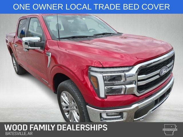 2024 Ford F-150 LARIAT in Rapid Red Metallic Tinted Clearcoat — front three-quarter view