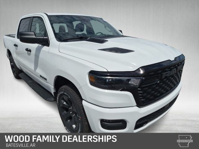 2026 RAM Ram 1500 RAM 1500 EXPRESS CREW CAB 4X4 5'7' BOX in Bright White Clear-Coat Exterior Paint — front three-quarter view