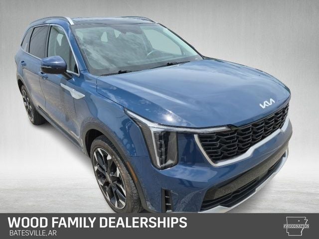 2024 Kia Sorento EX in Midnight Lake Blue — front three-quarter view